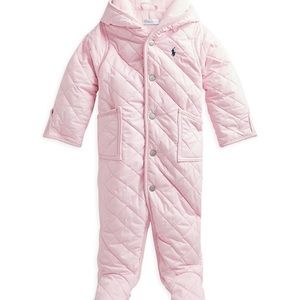 NEW without tags Ralph Lauren Baby Pram Footed Snowsuit (light pink) Size 6 mos